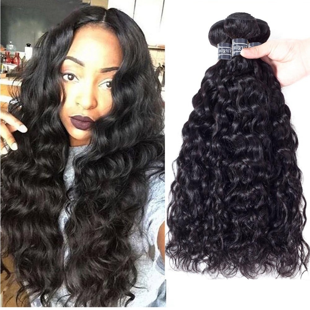 Amella Hair 100% human hair bundles 8A Grade Uprocessed Brazilian Water Wave